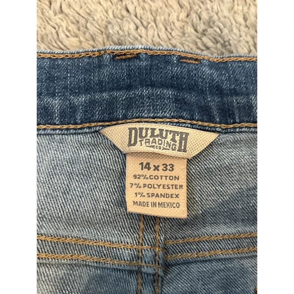 Duluth Trading Jeans Womens 14x33 Blue Denim Dark Slim Leg DuluthFlex Mid Rise